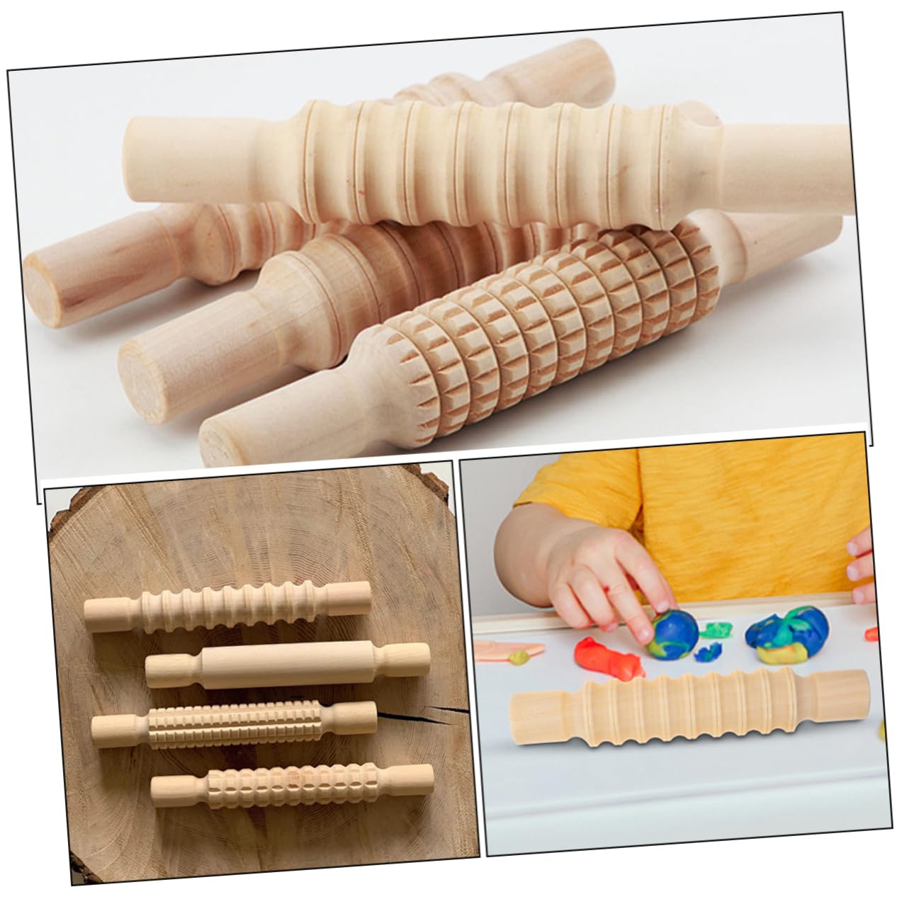 Amazon.co.jp: NOLITOY 4個 陶器のめん棒 木粘土のアクセサリー