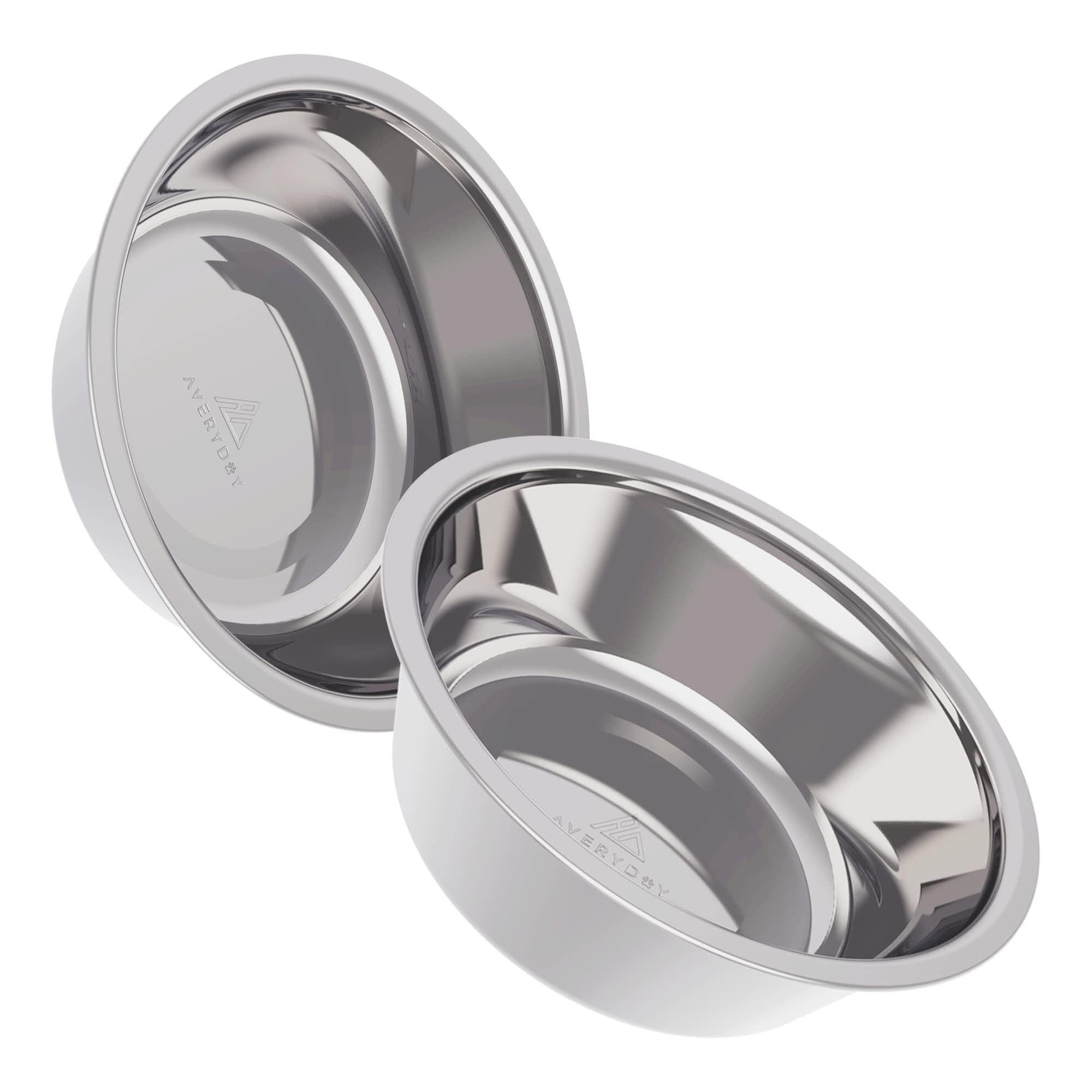 AVERYDAY 48oz Stainless Steel Dog Bowls Set, 2 Pack for Replacement Dogs Bowl Stand, 6 Cups Metal Dog Bowls, 8 Inch Medium Large Dogs Water Bowl for Raised Feeder with Opening 7.24-7.48"