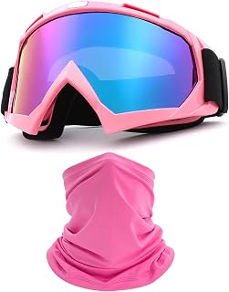 Motorcycle Goggles Dirt Bike ATV Off-road Riding Motocross Glasses with Neck Gaiter Face Cover for Women Girls