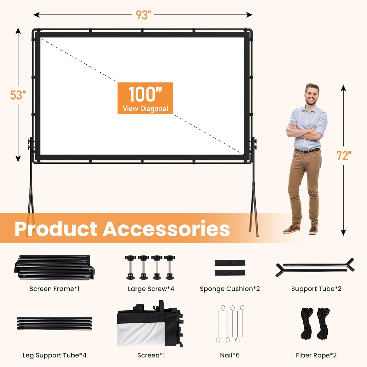 Diagram of HAPPRUN Projector Screen accessories