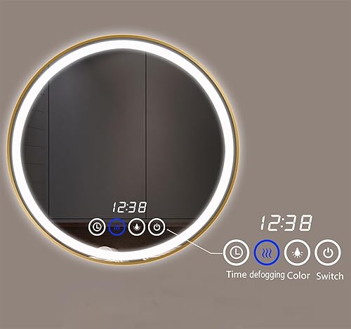 Miniatura 4 de Espejo de baño con marco dorado LED de 24 pulgadas con luces para pared, gran antivaho con luz LED, espejo de tocador para dormitorio, espejo de