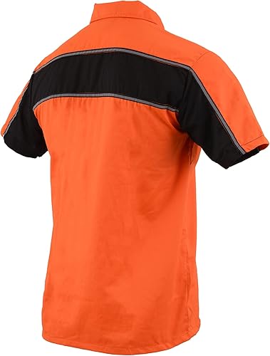 Miniatura 8 de Camisa de mecánico de motocicleta de manga corta reflectante en dos tonos negronaranja y negrogris para hombre