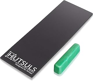 Hutsuls Black Leather Strop with Compound - Get Razor-Sharp Edges with Stropping Kit, Green Honing Compound & Vegetable Tanned Two Sided Leather Strop Knife Sharpener Step-by-Step Guide Included