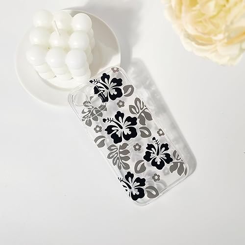Miniatura 4 de Lovmooful Funda compatible con iPhone 15, bonito diseño transparente de flores de hibisco con estampado floral para niñas y mujeres, TPU suave a