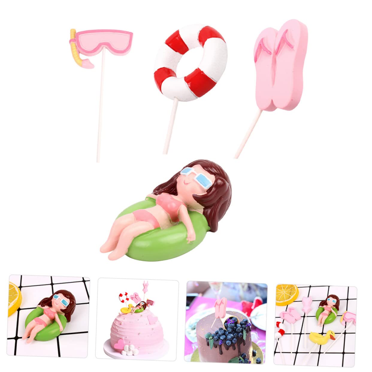 Abaodam 3sets Cake Toppers Estivi Tema Spiaggia Decorazioni Per Torte Con Motivi Estivi Adornamenti Per Feste e Compleanni Design Creativo e Perfetti Per Torte e Dessert Da Festa