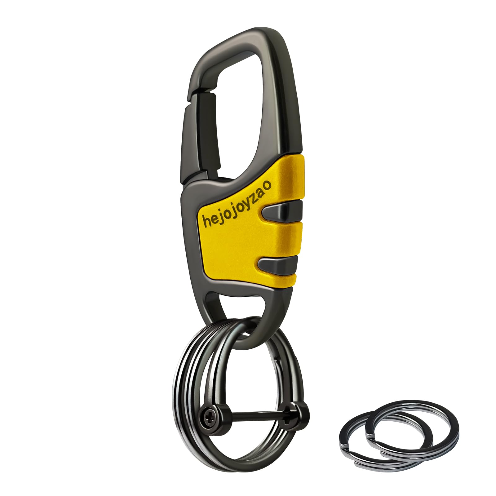 hejojoyzao Keychain with Carabiner Clip, 4 Heavy Duty Key Rings and D Ring for Men's Car Key Fob Holder Fits Belt Loops