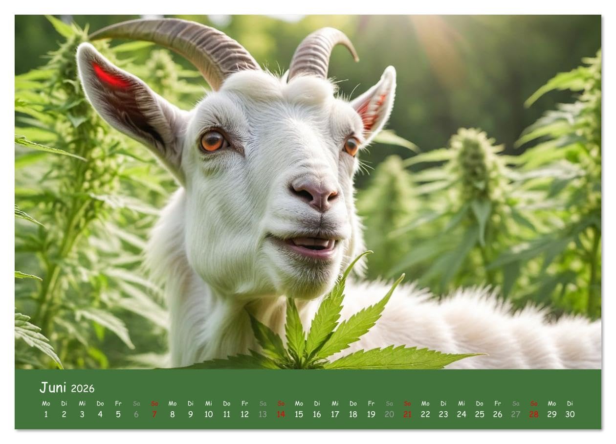 Tiere auf Gras - Der verrückte Cannabis-Kalender voller bekiffter Tiere (hochwertiger Premium Wandkalender 2026 DIN A2 quer), Kunstdruck in Hochglanz: ... Motiven fürs ganze Jahr. (CALVENDO Tiere)