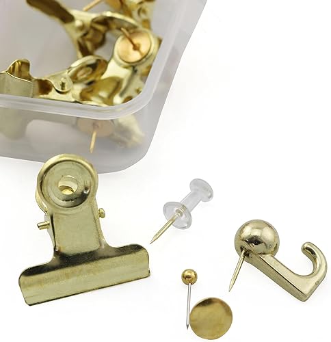 Miniatura 2 de Juego de 310 pines dorados para pulgar, accesorios de oficina para tablero de corcho, mapa, oficina