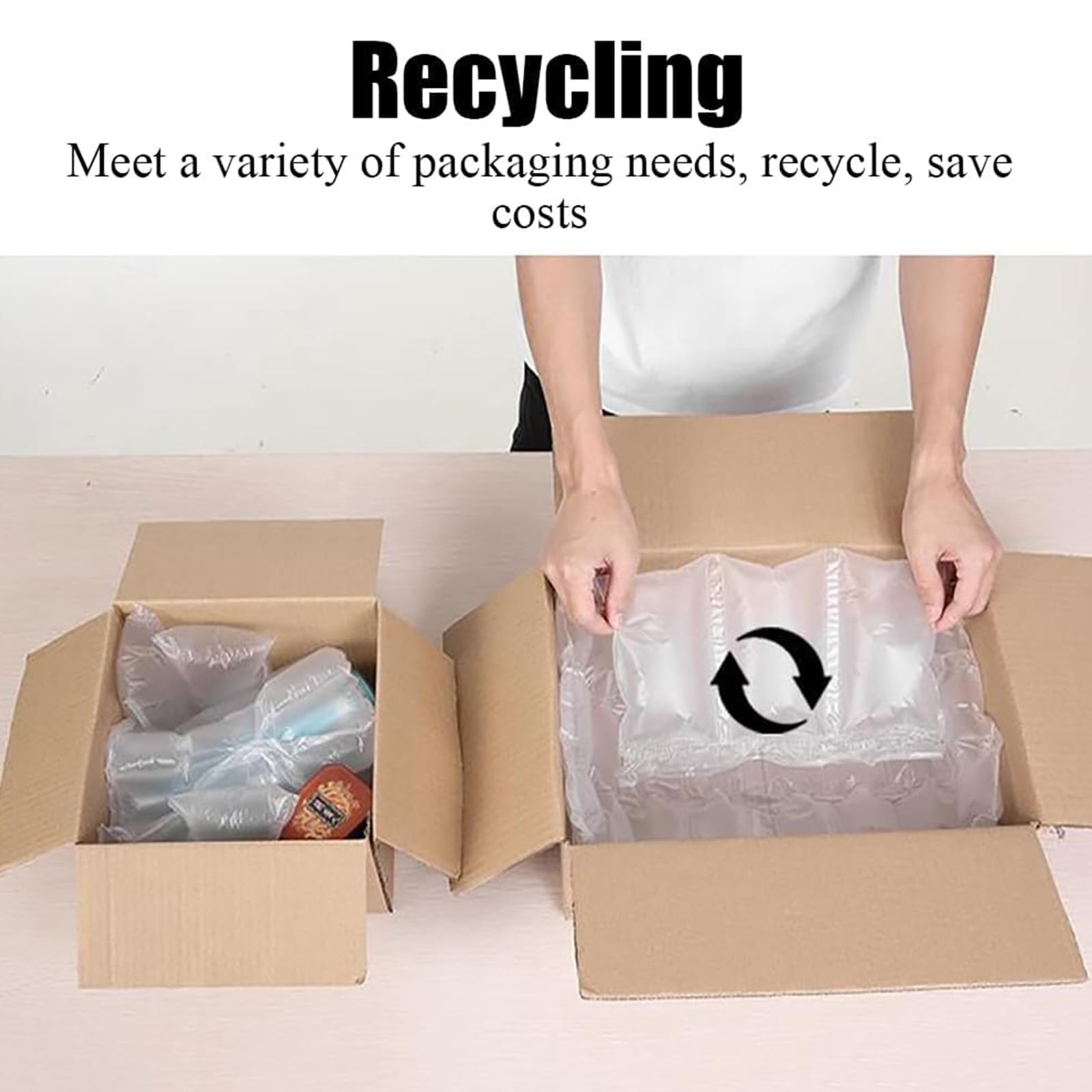 Produttore di cuscini d'aria industriali per imballaggio rapido - Velocità di gonfiaggio 2,4 m/min, pellicola di plastica trasparente per la spedizione sicura di articoli fragili e e-commerce