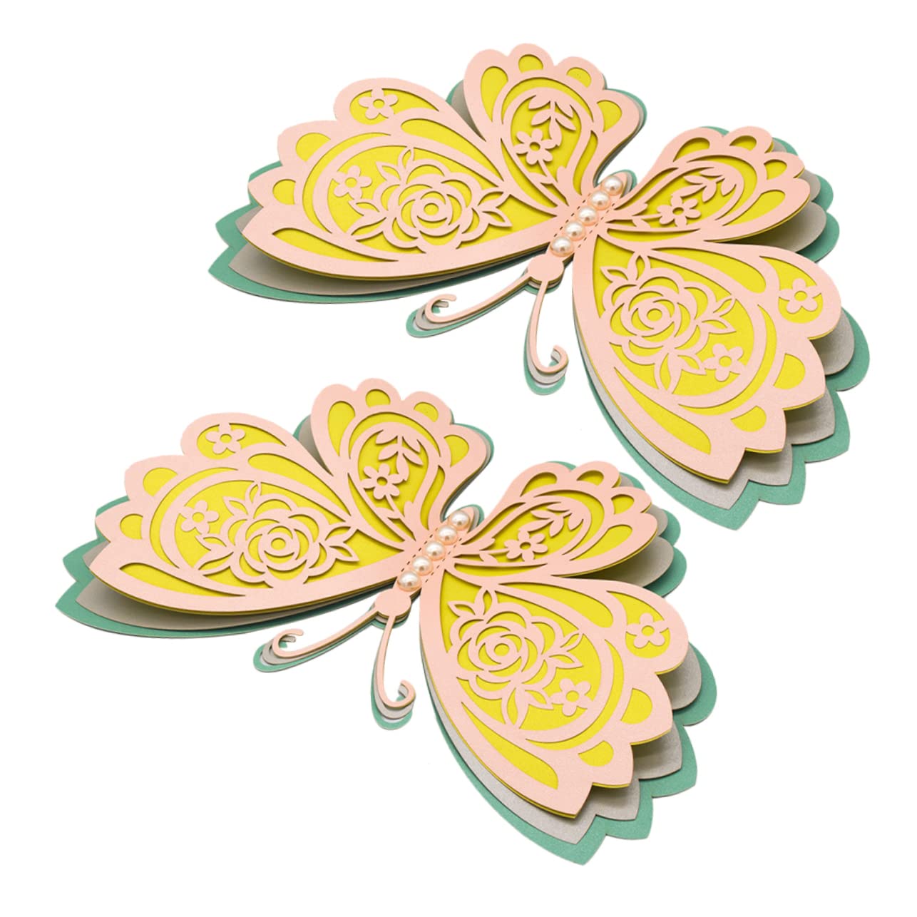 ibasenice 6stücke Schmetterlings Wandsticker Dekorative Perlen Wandaufkleber Für Hochzeit Party Und Zuhause Vierlagige Realistische Wanddekoration Einfach Anzubringen