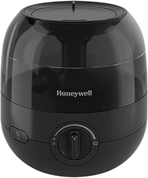 Honeywell Small Compact Ultrasonic Mini Cool Mist Humidifier with Adjustable Mist Control and Essential Oil Tray for Indoor Humidity, Black