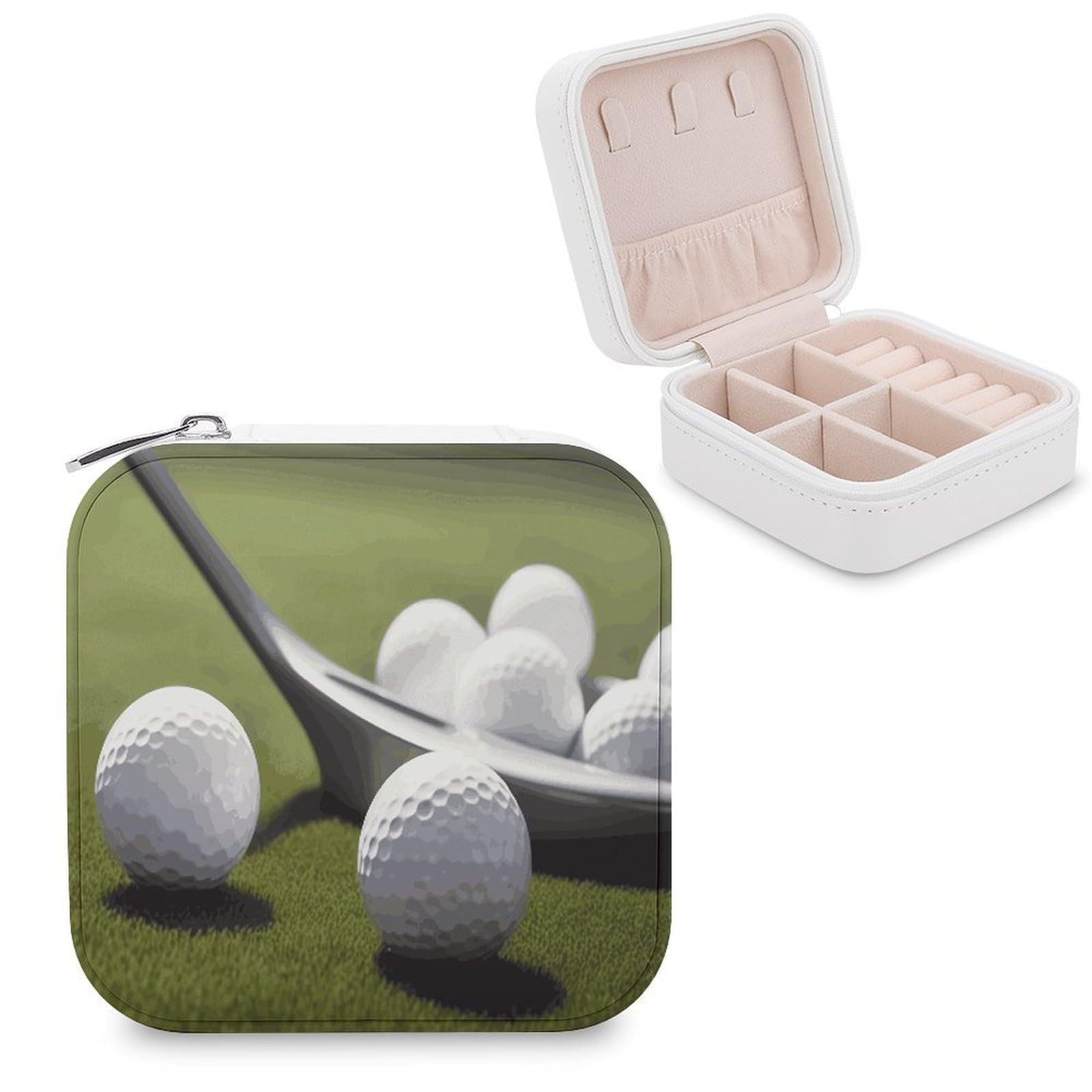 JTREHY Travel Golf Jewelry Case Portable Display Storage Box PU Leather Mini Jewelry Travel Case Personalized Travel Jewelry Organizer Small Jewelry Box for Women