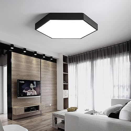 Miniatura 4 de Lámpara de techo LED hexagonal ultrafina con control remoto cerca del techo, lámpara de techo moderna de montaje en superficie, luz plana regulable