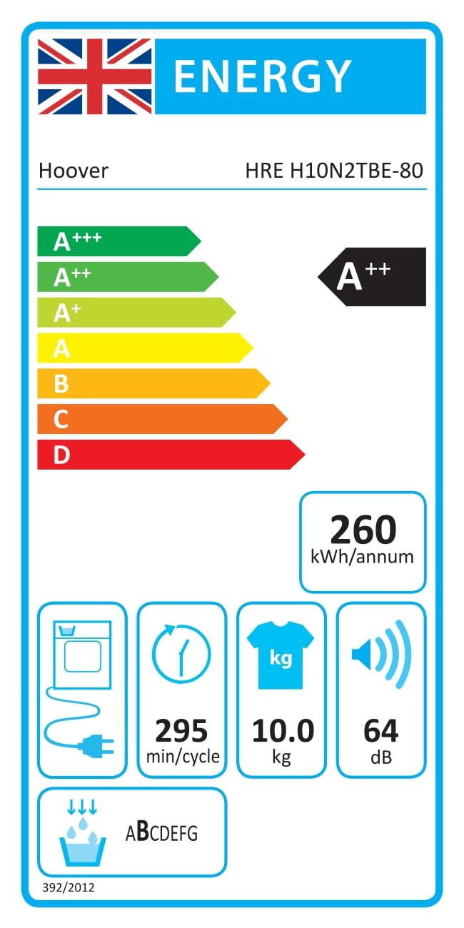 Hoover H-DRY 350 HRE H10N2TBER-80 Heat Pump Tumble Dryer, 10kg, Graphite, A++ Energy Class — view 11