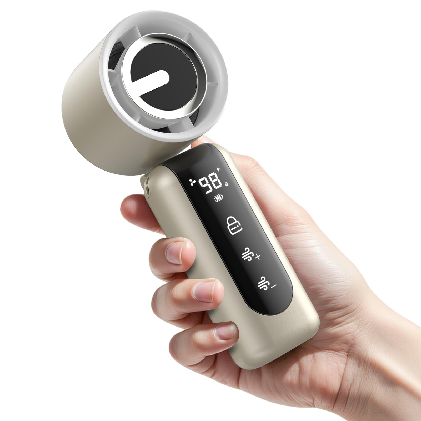 AGEYOU Portable Handheld Mini Fan,Speed(1-100) Adjustable Turbo Personal Fan,4000mAh Battery Rechargeable,AI Digital Displ...