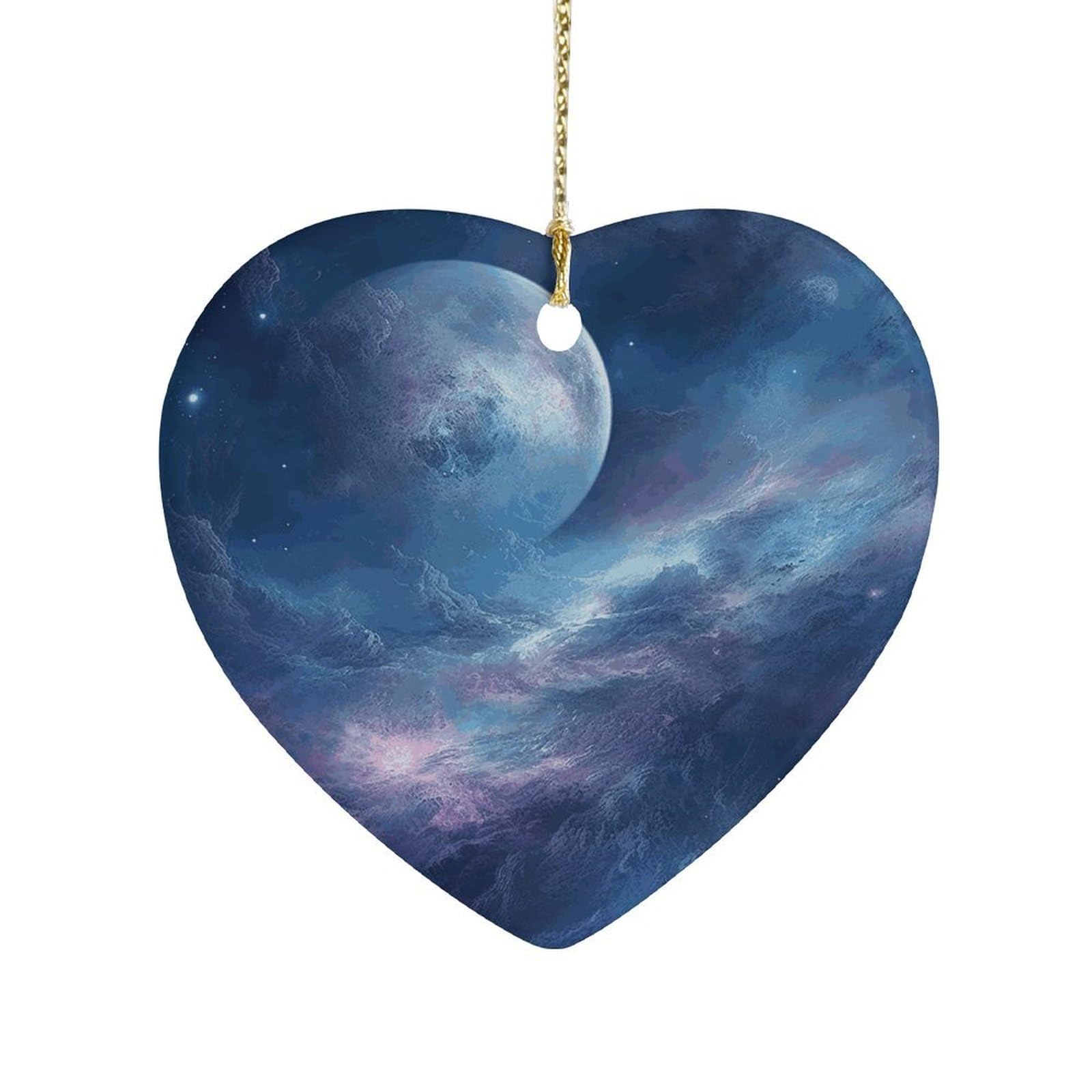 Fekiloot Style Nebula And Moon Ceramic Ornament Home Decor Keepsake