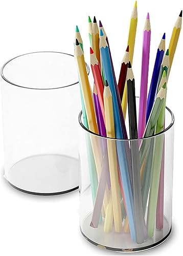 Miniatura 6 de Round Acrylics Pen Holder Clear Pencil Cup Space Saving Desk Organizers For Office Storage Accessories Organizers