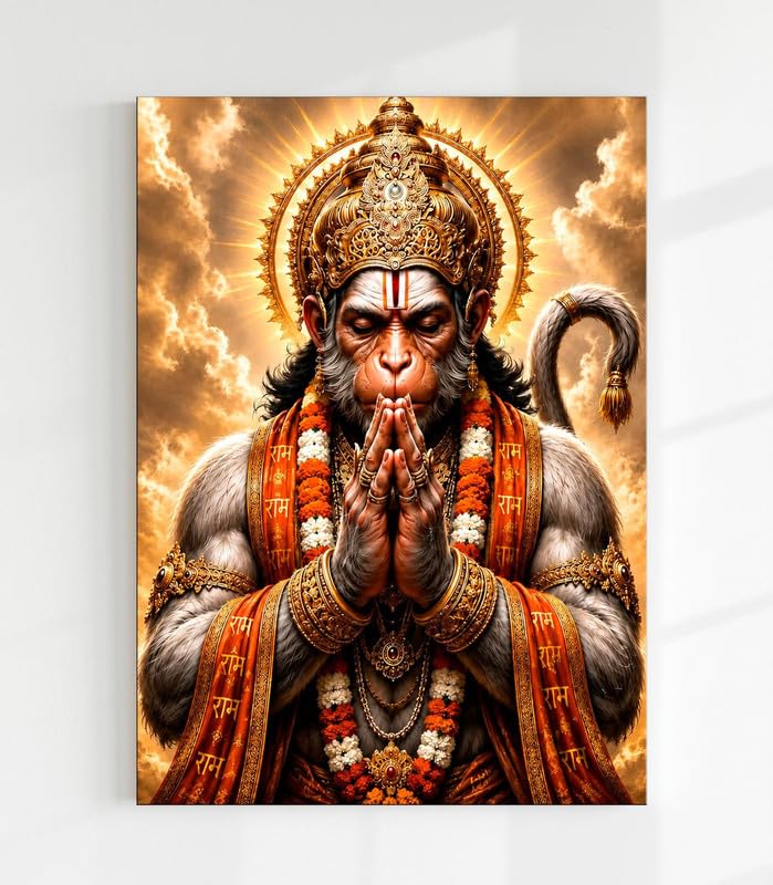 Hanuman Ji Wall Decor Acrylic Painting | UV Printed Bajrang Bali Religious Wall Frame for Home Temple, Living Room, Office & Spiritual Decoration (12x24 Inch)-image-12