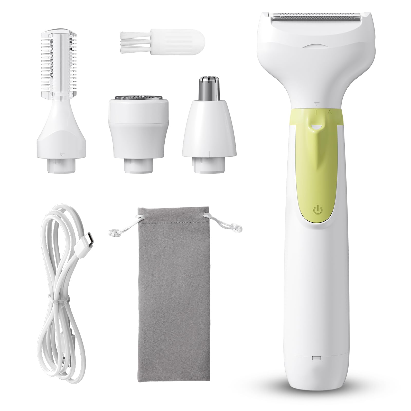 Bikini Trimmer für Frauen - 4-in-1 Elektrorasierer für Gesicht, Körper & Bikini, IPX6 Wasserdicht mit LED-Licht, USB wiederaufladbar & Reisetasche
