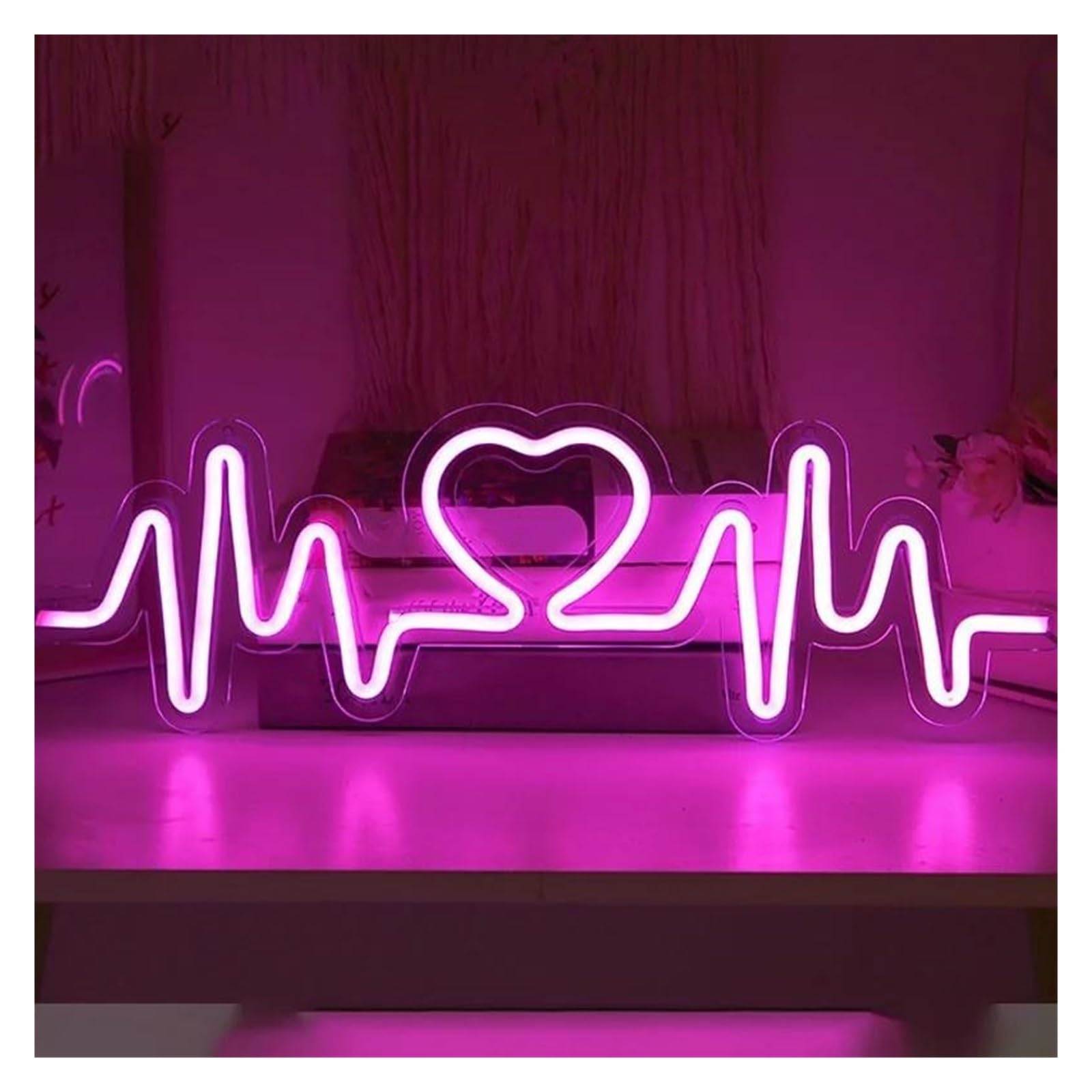 Wiszące neony artystyczne Bicie Serca Neon LED Do Pokoju Sypialnia Bar Ścienny Dekoracja Świąteczna Wesele Neon Lampka Nocna(Heart-Pink)