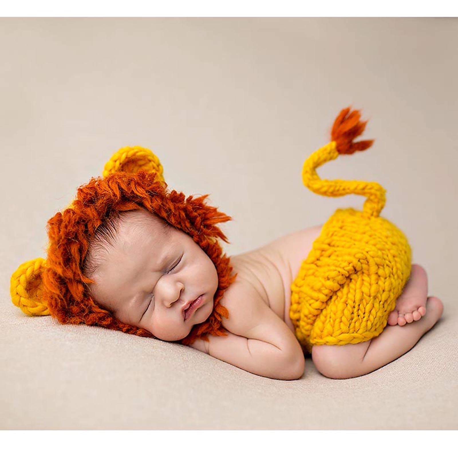 AIXIANG Newborn Baby Photography Prop Handmade Crochet Costume Lion Cap and Pants Set