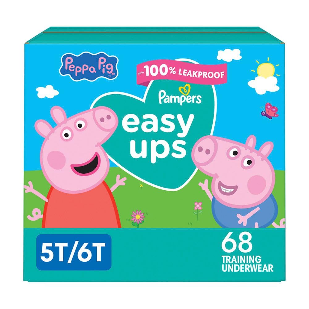 Pampers Easy Ups Training Underwear Girls Size 7 5T6T, 68 Count