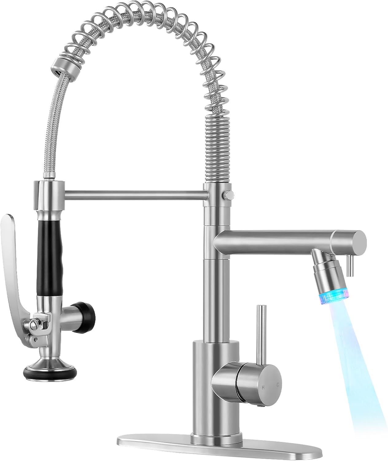 FGKQ LED Kitchen Faucets with Pull Down Sprayer, Commercial Kitchen ...