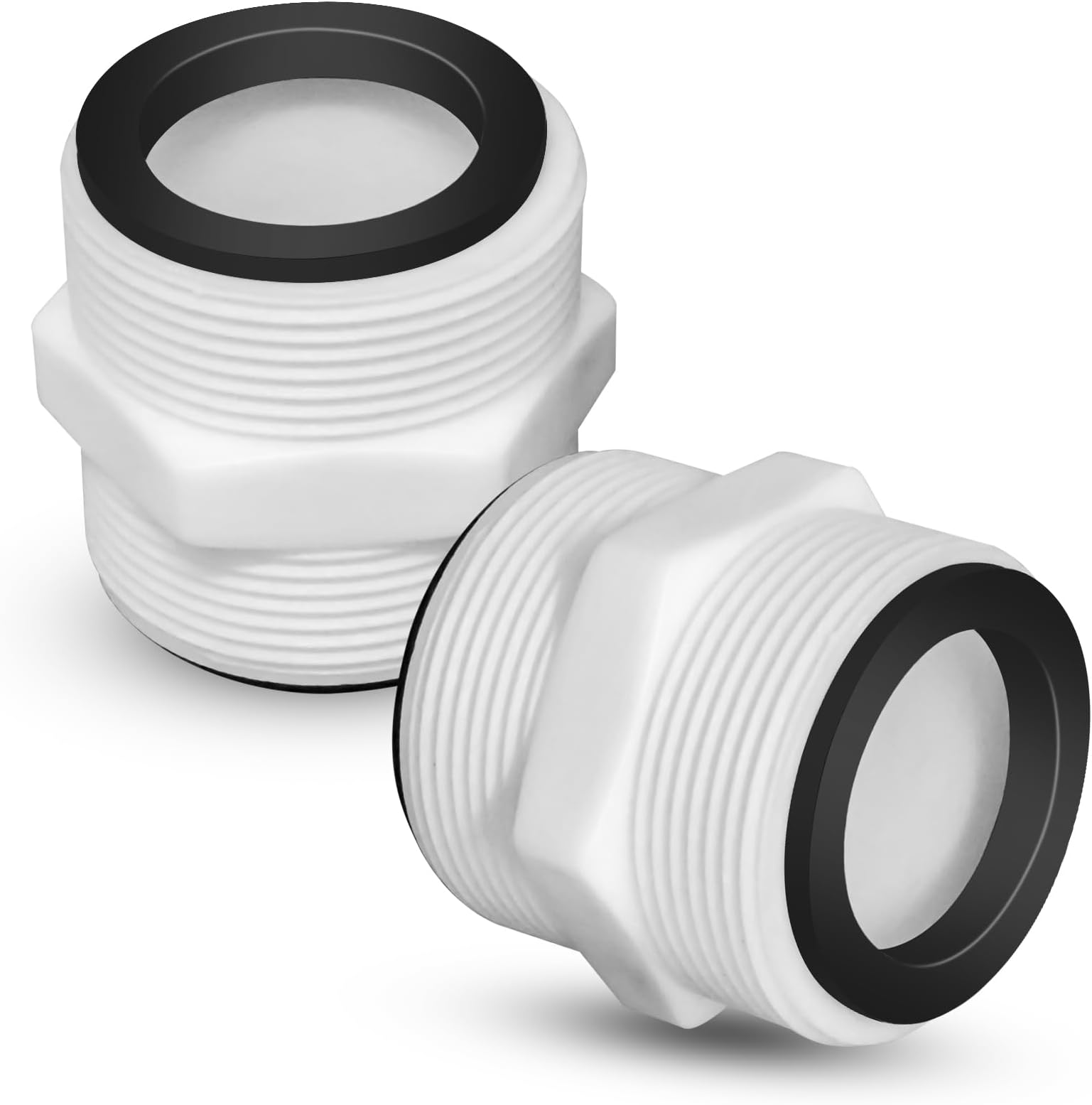 2Pcs 1.5’to 1.5’ Pool Hose Adapter, Pool Hose Connector Compatible with Intex & Coleman, Garden Hose Extender with 2 Rubber Rings Gaskets for 1.5 Inch Above Ground Pool Hose, Pool Accessories