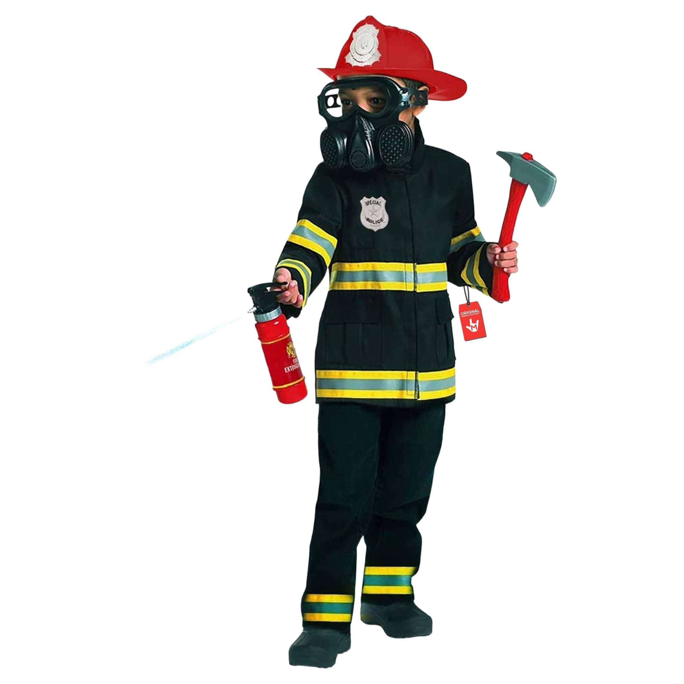 Morph - Disfraz de bombero infantil, disfraz de Halloween para niños, tallas S, M y L