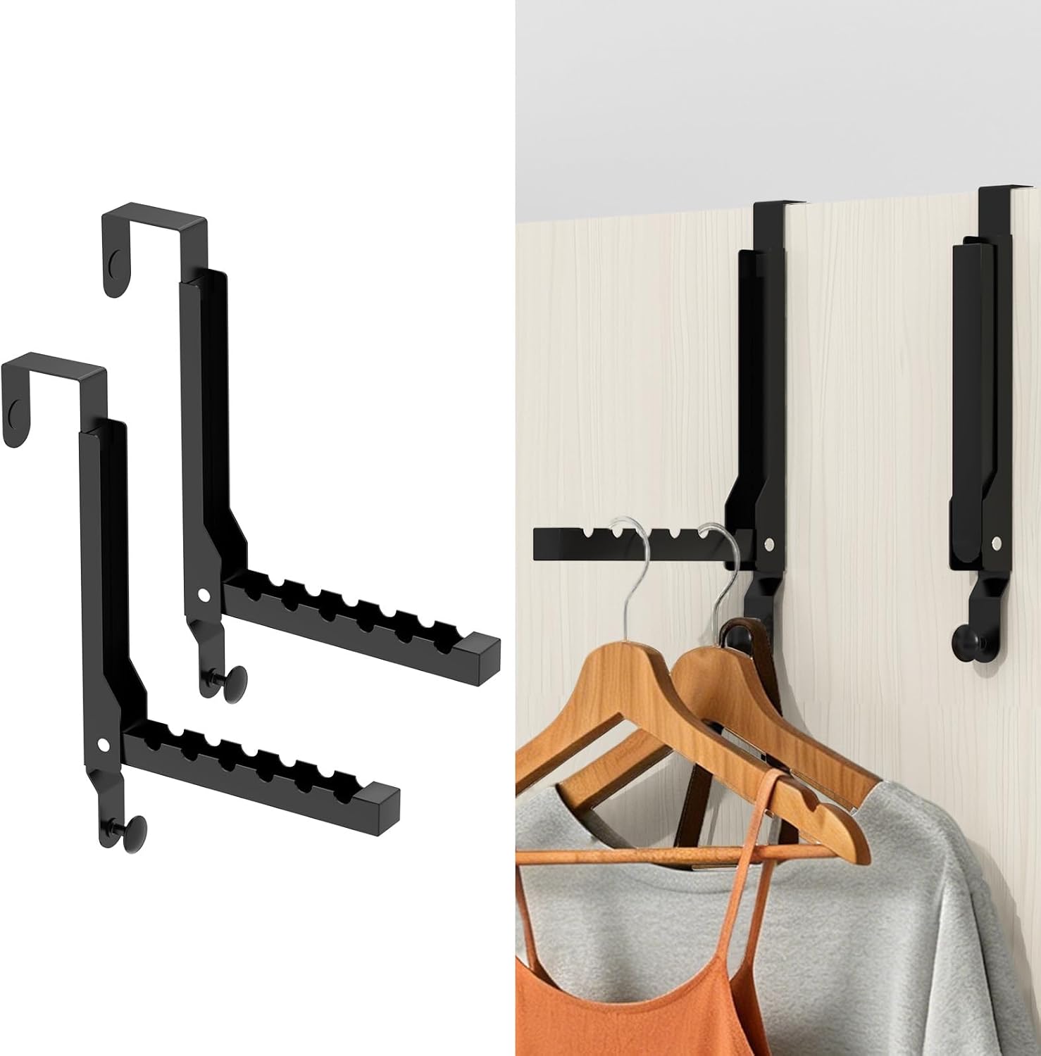 2 Pack Over The Door Hooks & Drying Rack