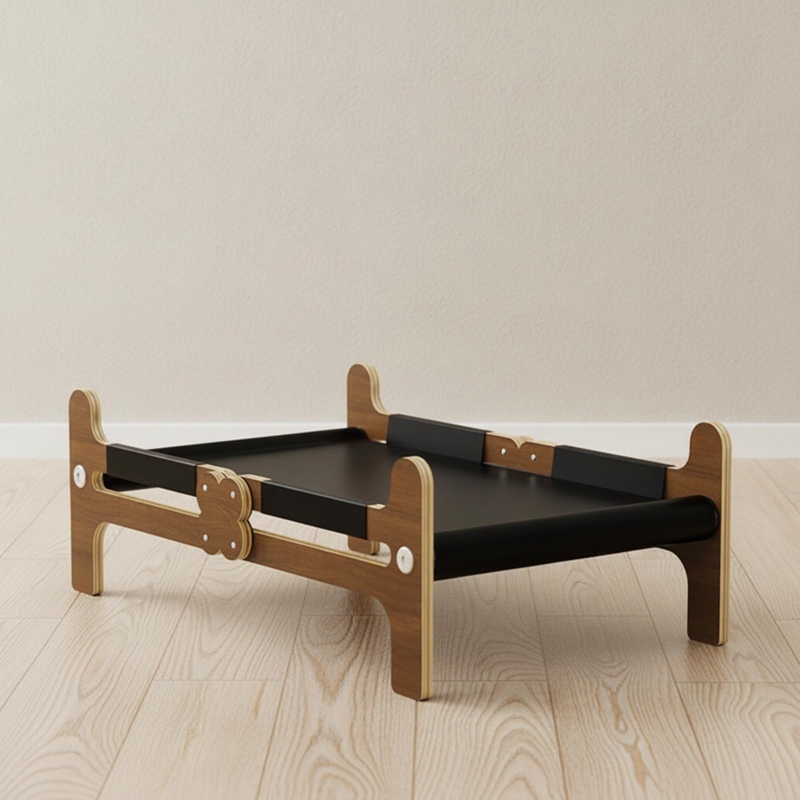 Jiuvaso Letto Rialzato per Gatti Letto Piattaforma Cuccia Amaca Riposo con Cornice in Legno Angoli Arrotondati Stabilità, Letto Per Animali Domestici In Legno Naturale