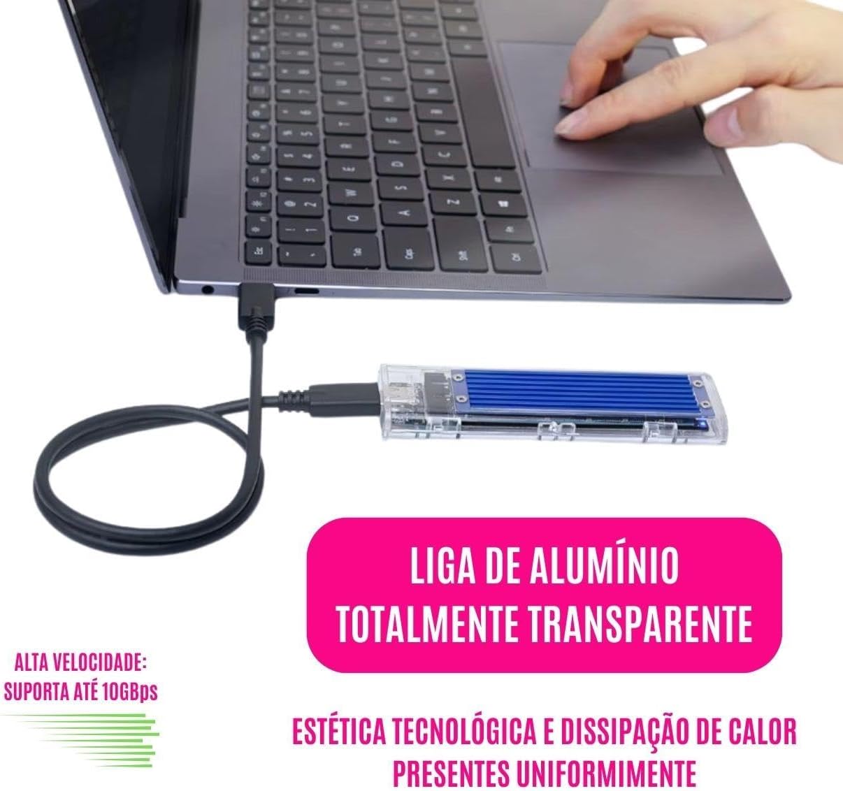 Case Adaptador Externo M.2 NVMe Testado por 7 dias para SSDs 22x30 até 80mm