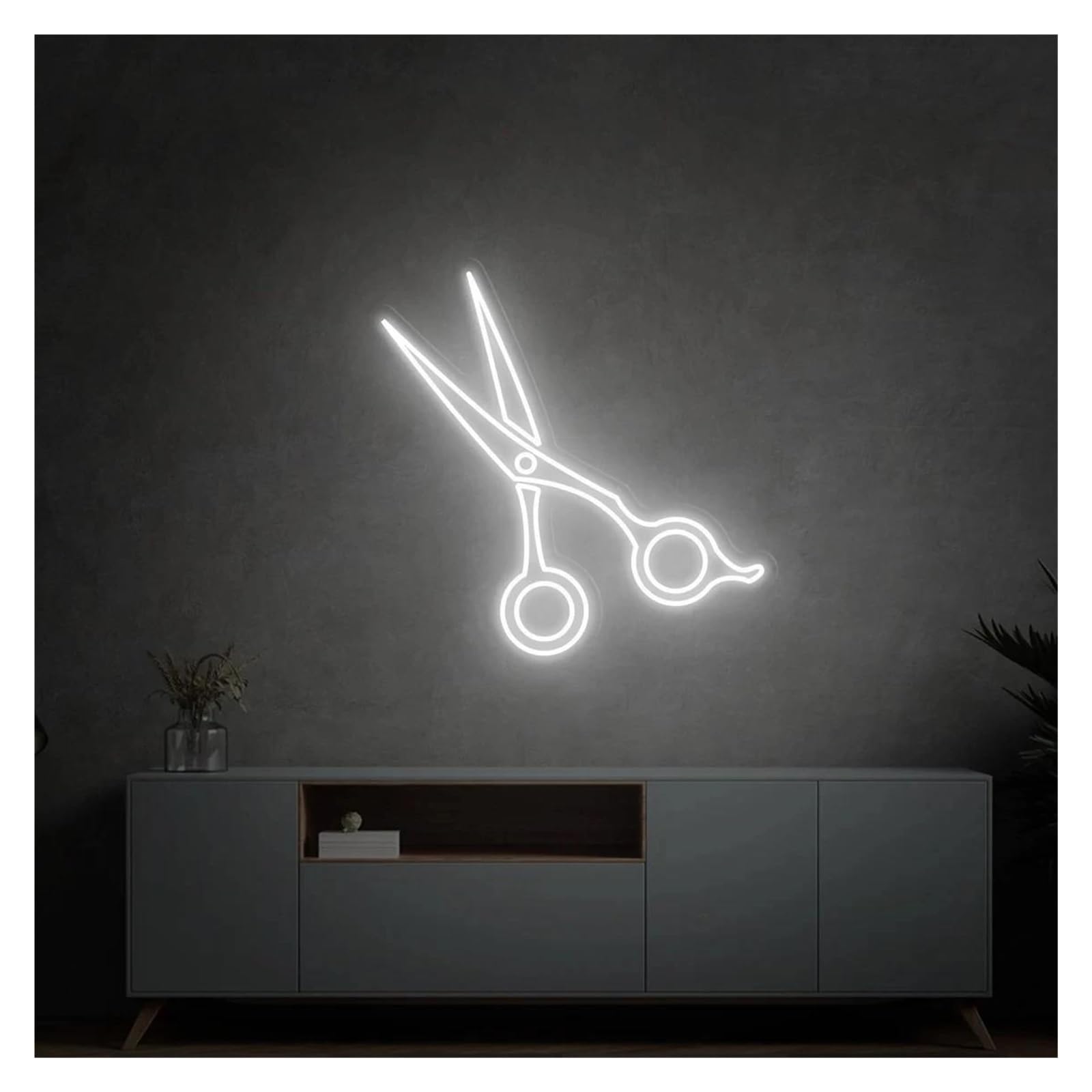 LEMST Signs Lamp Scissors Neon Signs USB Powered Adjustable Brightness Scissors Neon Lights, Suitable for Barber Shop Hanging Decor(A,35cmx40cm)