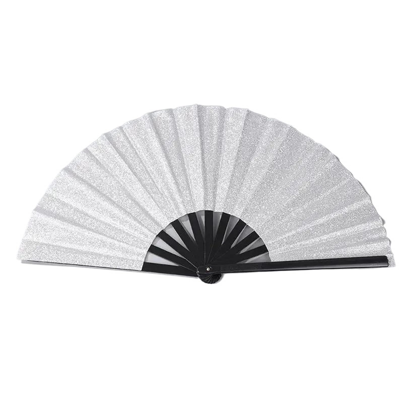 WLIHDB 10Pcs Glitter Folding Hand Fan,Large Rave Clack For Party for Summer(Color2)