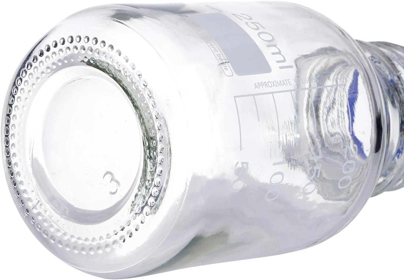 Moonetto 10 Pack 250mL Graduated Round Media/Storage Glass Bottle With GL45 Blue Polypropylene Screw Cap