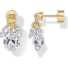 PAVOI 14K Gold Plated Dangle Flat Back Earrings for Women, CZ Stud Piercing