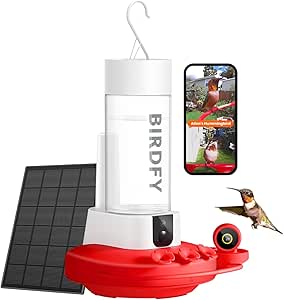 NETVUE by Birdfy Hummingbird Feeder with 2 Cameras Solar Powered - Dual Smart Cams, 2K HD Wireless for 2 Angels Close-up Bird Watching Outdoor, Instant Notifications (20Oz) (Hum Duo AI Solar) asin的图片