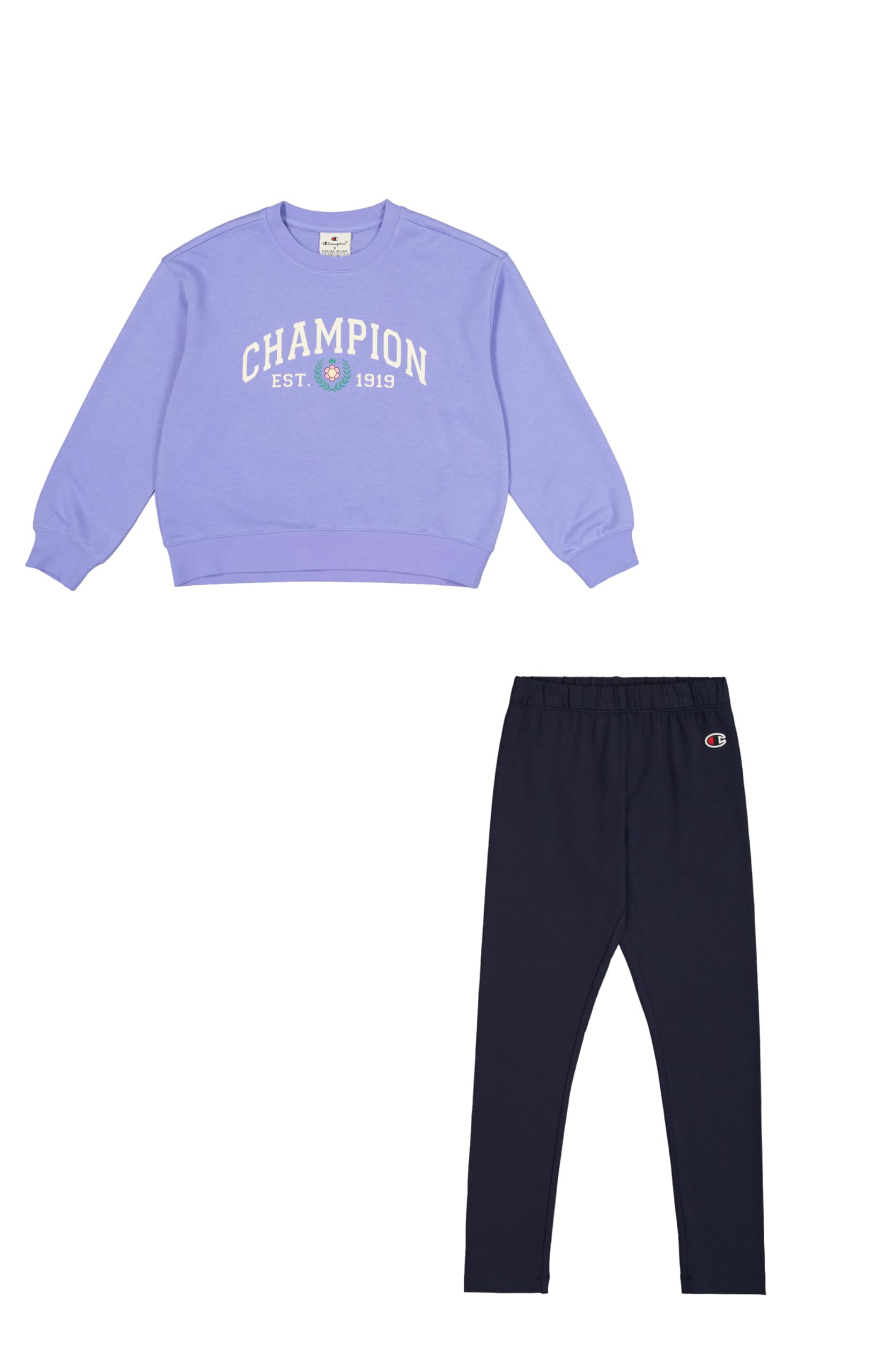 Champion Girl's Legacy Girl - Crewneck Sweatsuit, Purple (VS097), XS