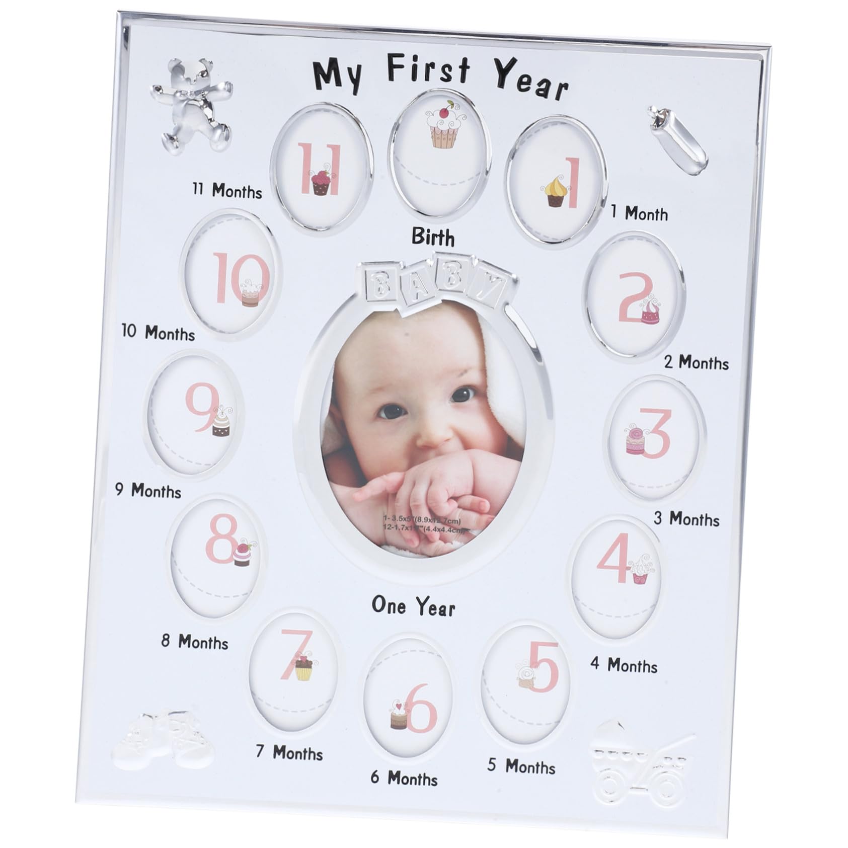 Cadre photo cadeau de naissance personnalisé blanc pour évolution bébé