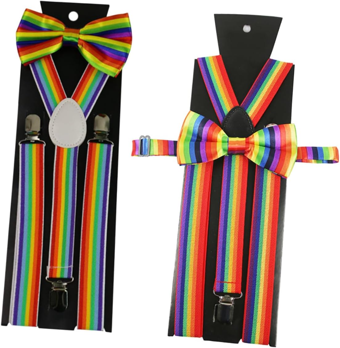 NOLITOY 2pcs Fashionable Rainbow Suspenders Bow Tie Set for Women Party Unique Tie Set
