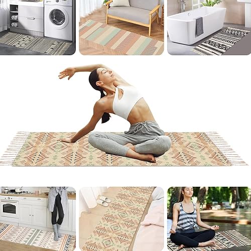 Miniatura 5 de nuveti Tapete de yoga de algodón, absorbente, tejido apretado, Ashtanga y alfombra de yoga caliente, ayuda con manos y pies resbaladizos