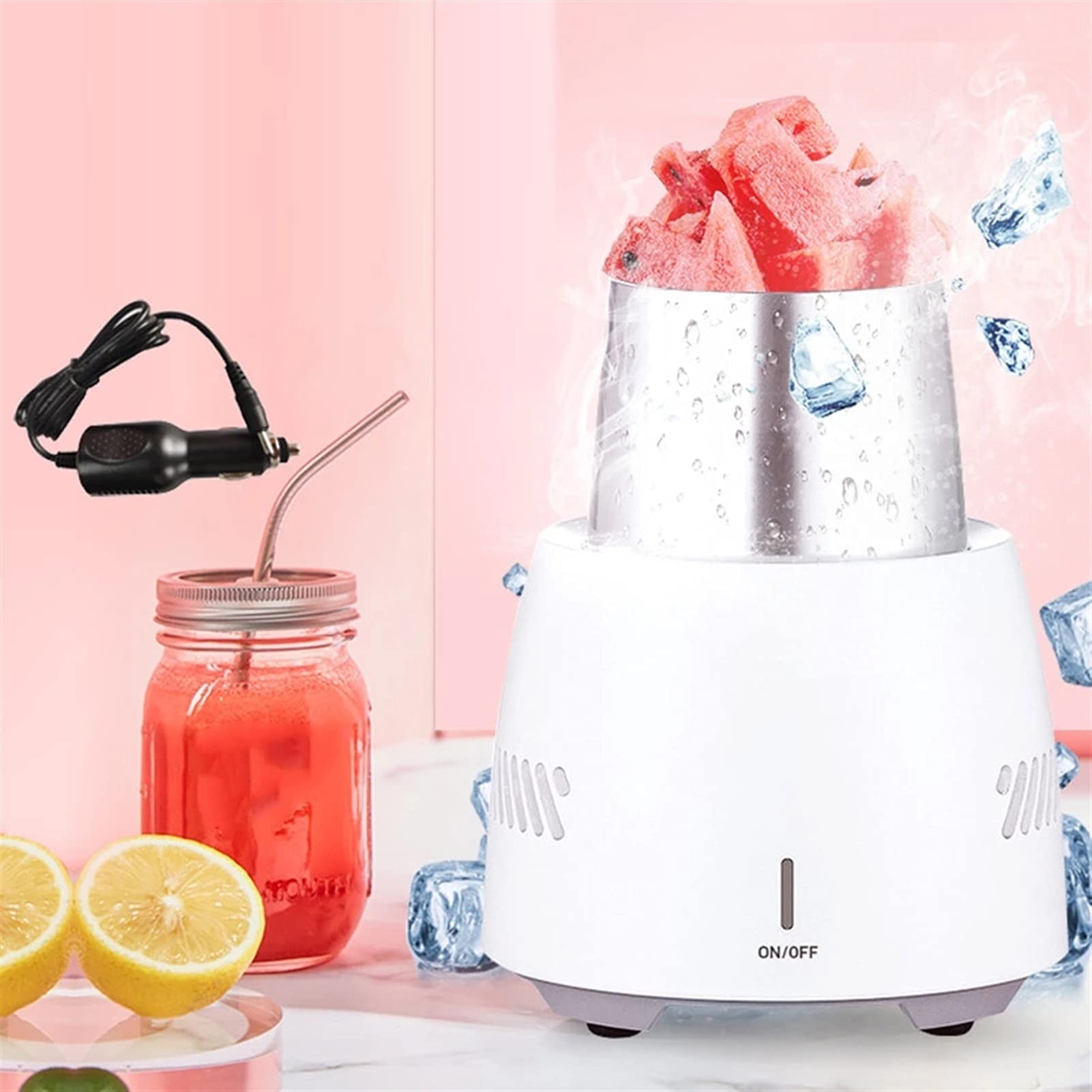 Enfriador de Bebidas Eléctrico Portátil 350Ml - Mini Refrigerador para Cerveza, Latas de Agua, Refrescos y Tazas con Ventilador Silencioso Incorporado