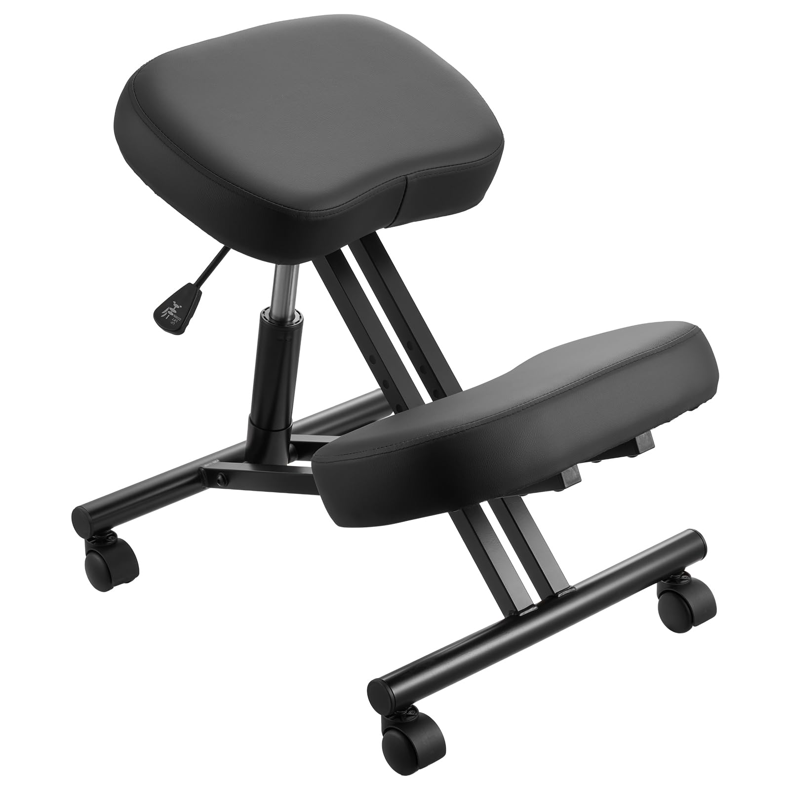 VEVOR Ergonomischer Kniehocker mit Rollen, Mobiler Höhenverstellbarer Kniestuhl in X-Form mit Dicken Schaumstoffpolstern, zur Entlastung von Nacken & Rücken, für Zuhause, Büro & Meditation, Schwarz