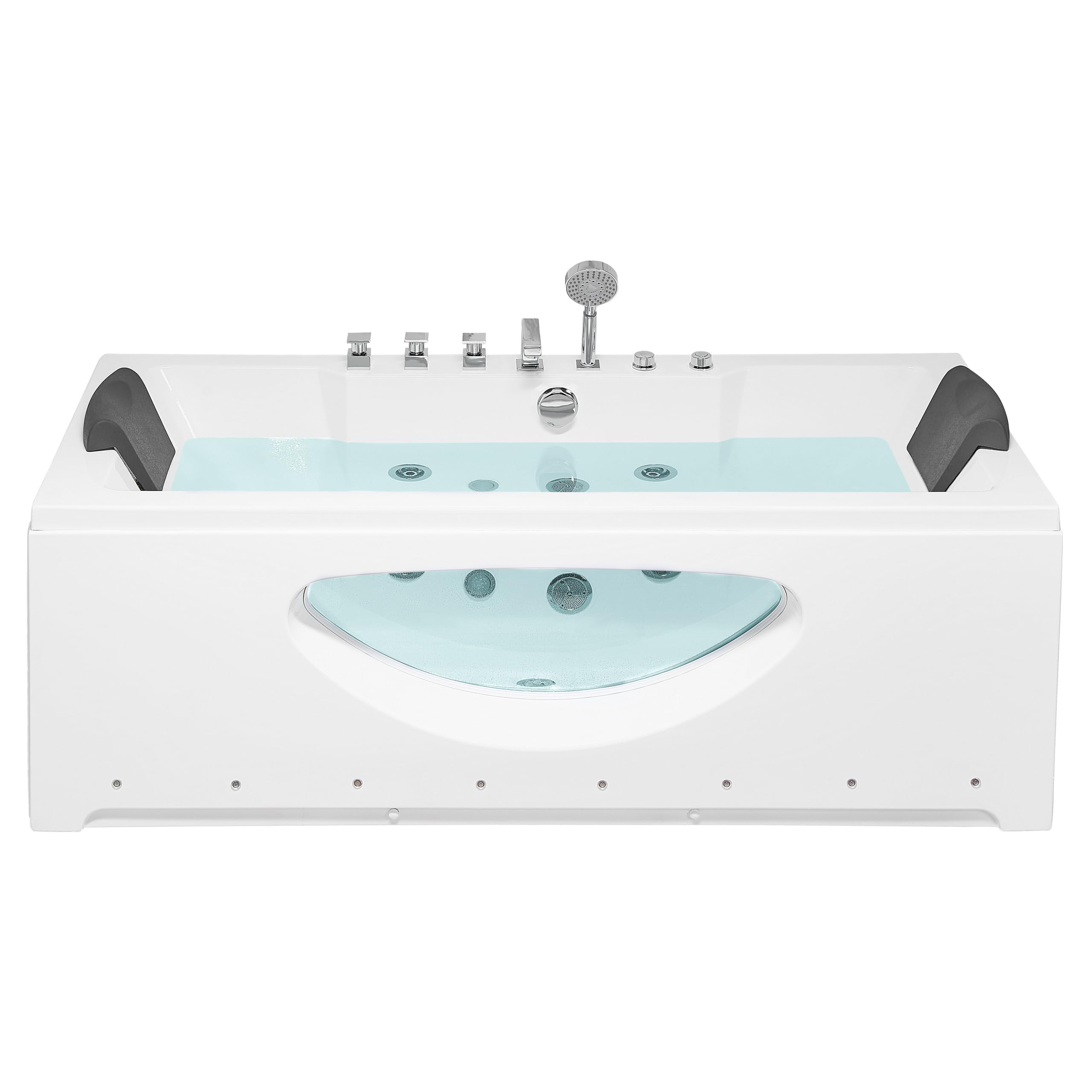 Baignoire Balnéo de Forme Rectangulaire en Acrylique Blanc Vitré et LED Multicolore 2 Appuis-Tête et une Capacité de 197 Litres Beliani