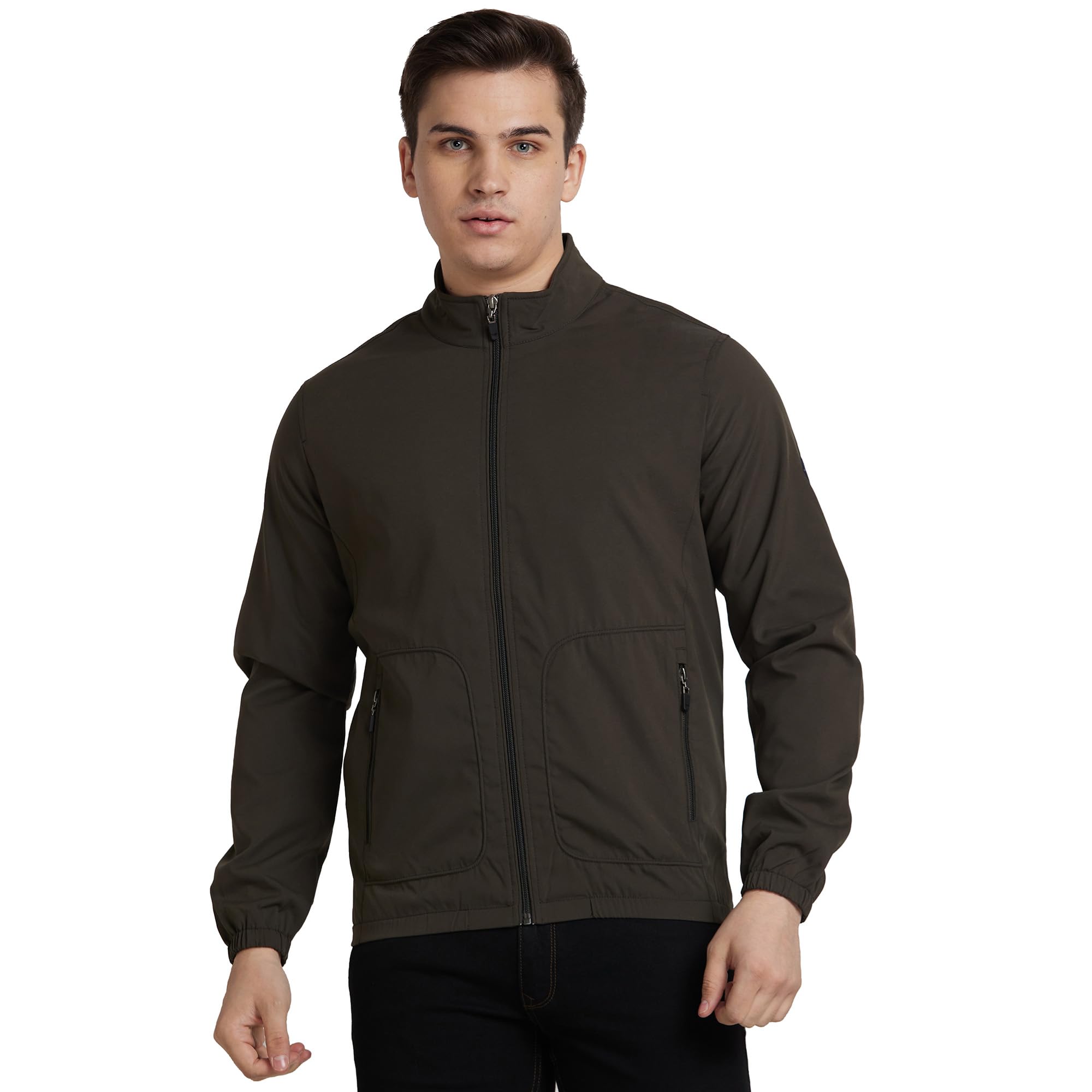 park avenue Men Polyester Standard Length Regular Fit Solid Pattern Pure Band Collar Full Sleeve Casual Outerwear Jacket-picture-40
