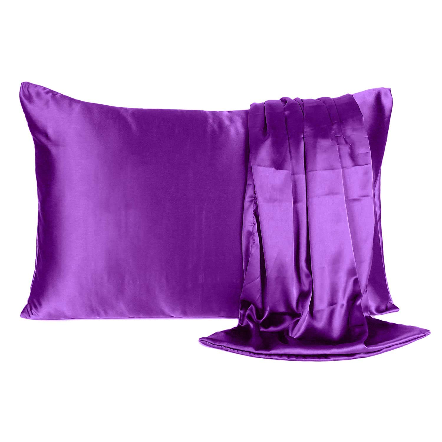DLK Satin 300 TC Pillow Cover/Pillow Cases/Pillow Protectors Soft and Silk for Hair and Skin Standard Pillow Covers Set of 2 Pieces || Bedroom Decor and Home Decor || (Purple)