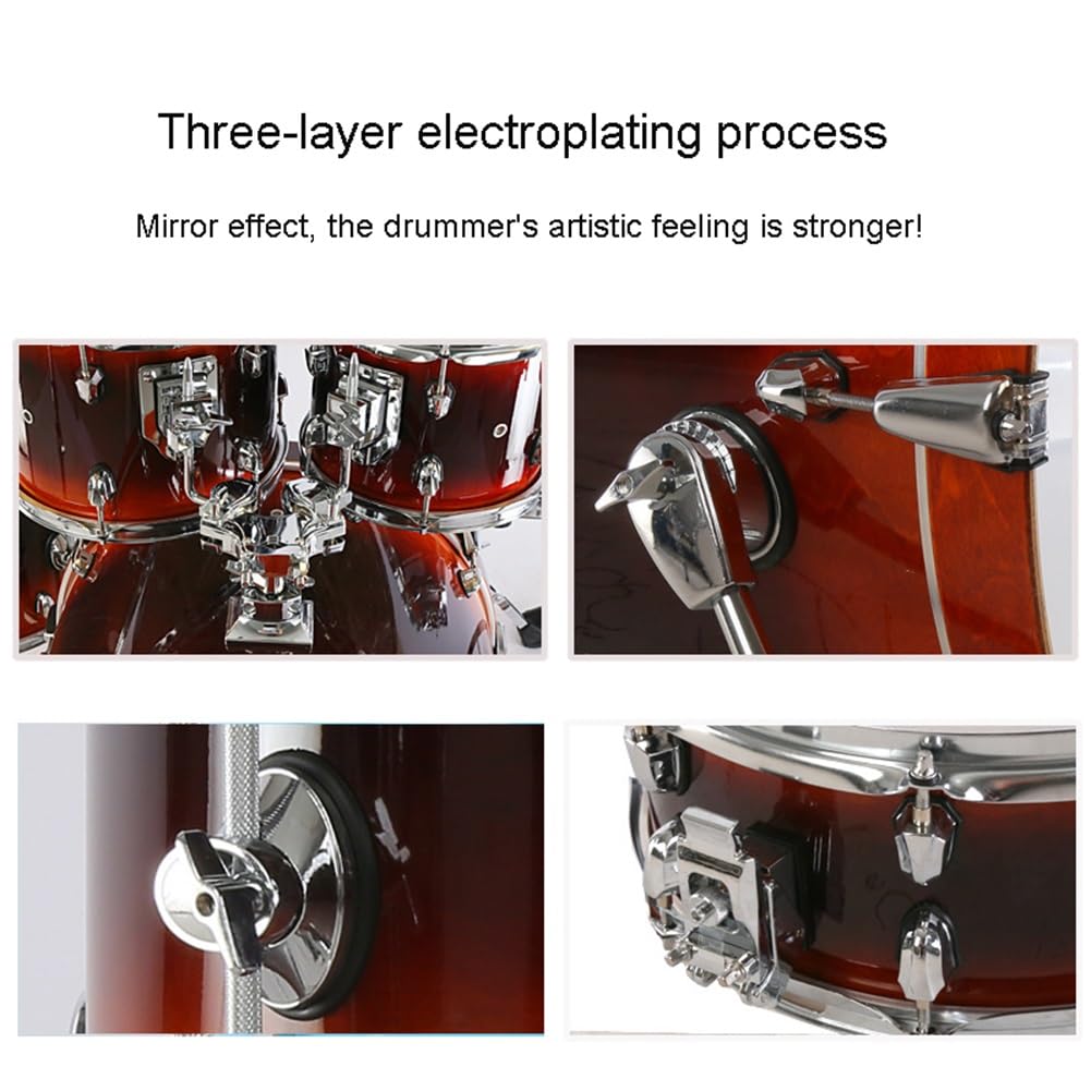 Batería para Adultos, batería Completa de 5 Piezas para Adultos, Kit de percusión para Instrumentos Musicales, para presentaciones en el Escenario para Principiantes(A)
