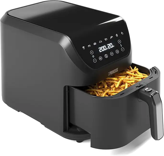 Princess SlimFry Heißluftfritteuse - Platzsparendes Design - BPA-frei - 8 L - 8 Programme - Einstellbare Temperatur & Timer - 2.000 W - 182256, Schwarz