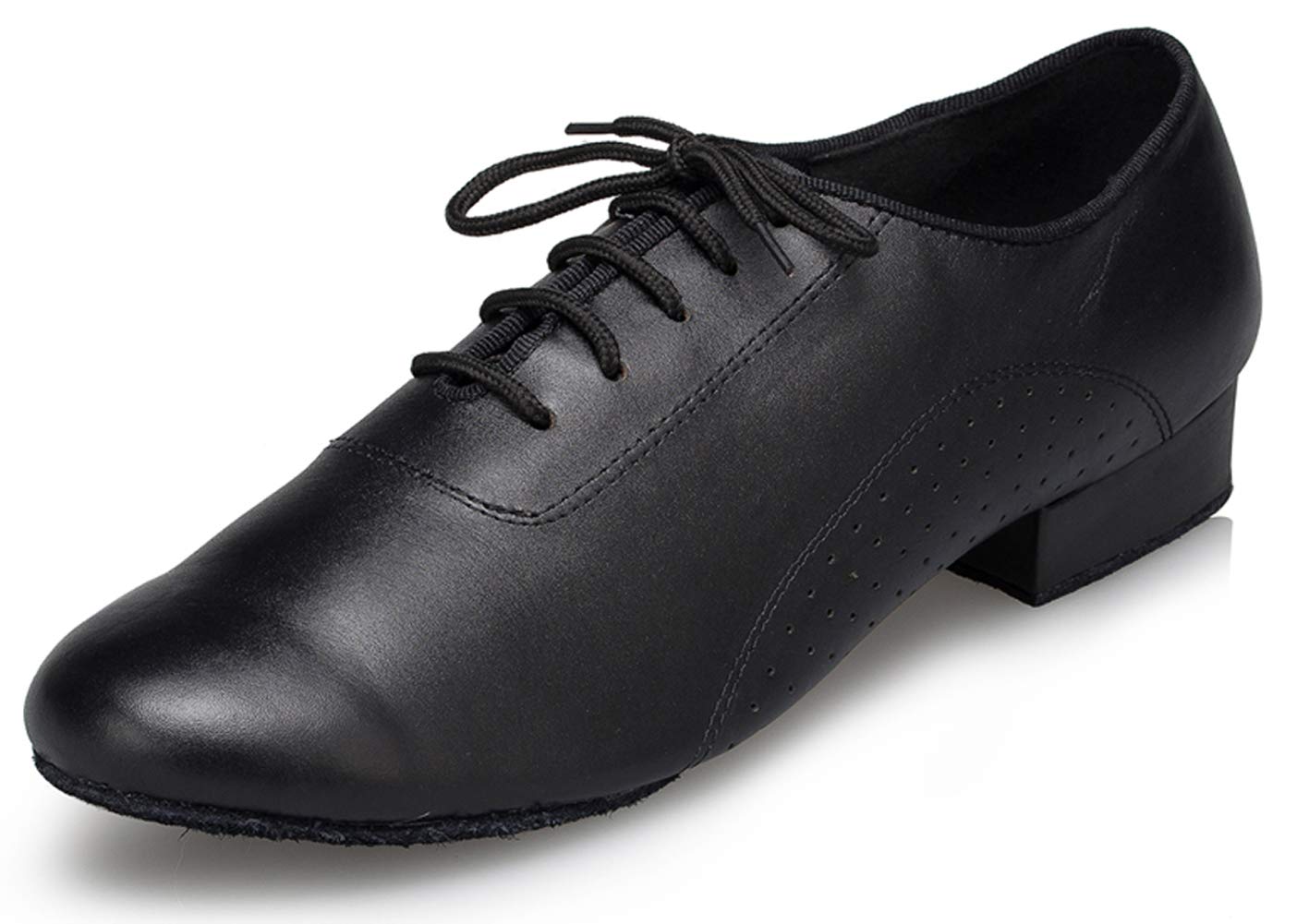 Honeystore Men's Lace-up Dance Shoes Leather Round-Toe Modern Tango Jazz Ballroom Latin Black 11 D(M) US