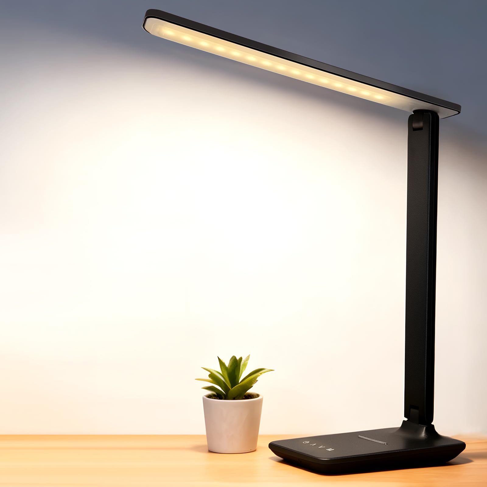 Led Schreibtischlampe Kabellos Mit 4000mAh Akku, Dimmbare Tischlampe Mit 5 Farben 5 Helligkeitsstufen Touch Steuerung Augenschutz Faltbar Und Tragbar Für Kinder Büro Zuhause Und Lektüre (Grey Pro)